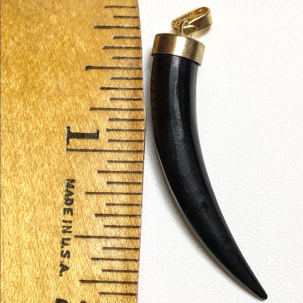 Vintage semiprecious black jade horn pendant charm
